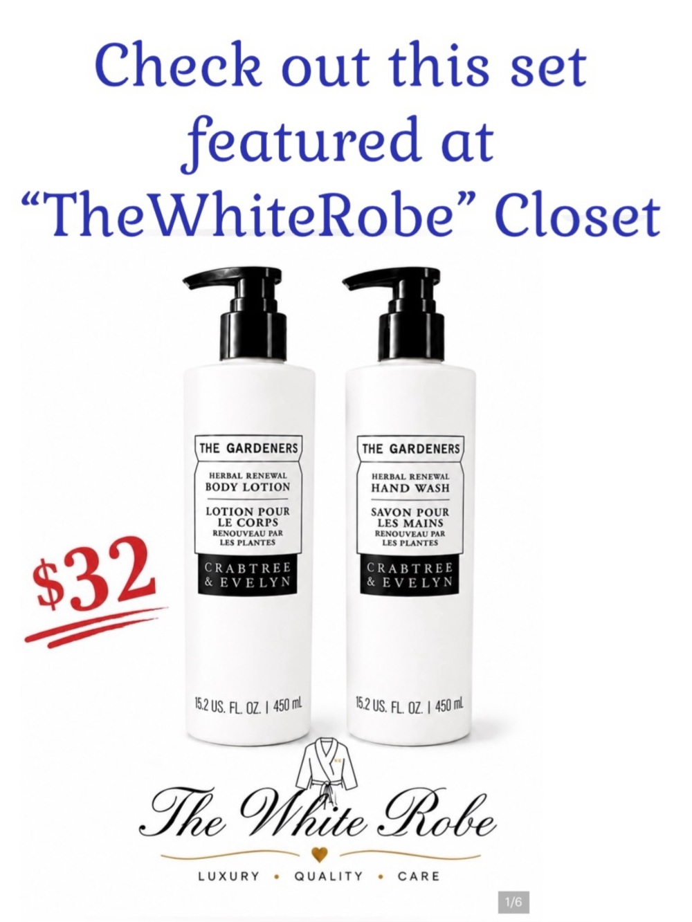 Crabtree & Evelyn “The Gardeners” Shampoo Conditioner Body Wash Lotion 15.2 oz - Picture 6 of 8